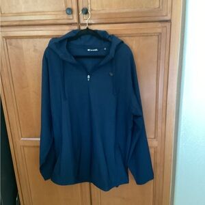 Travis Mathew Tech Hoodie Mens Medium Black Solid Hooded Quarter-Zip Pullover